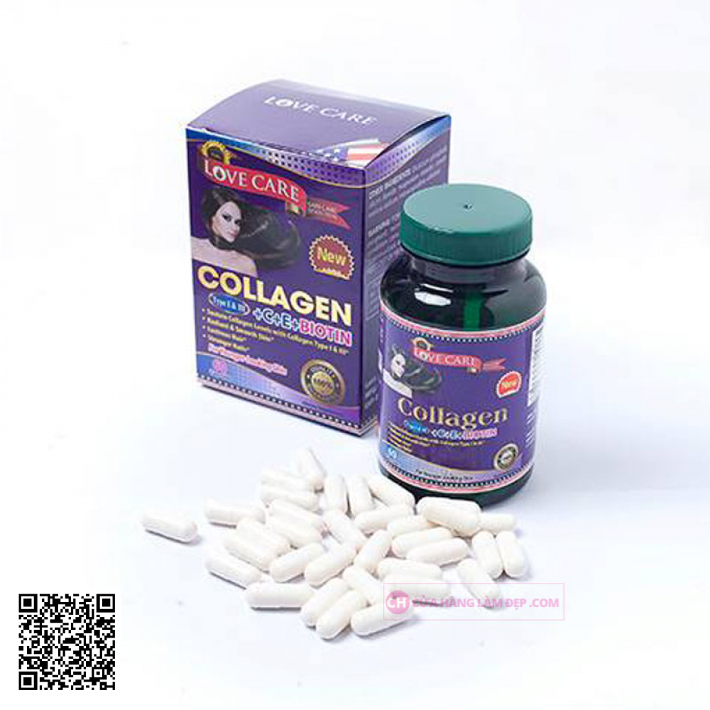 Viên Uống Love Care Collagen Type I & III Với Vitamin A,C,E + Biotin