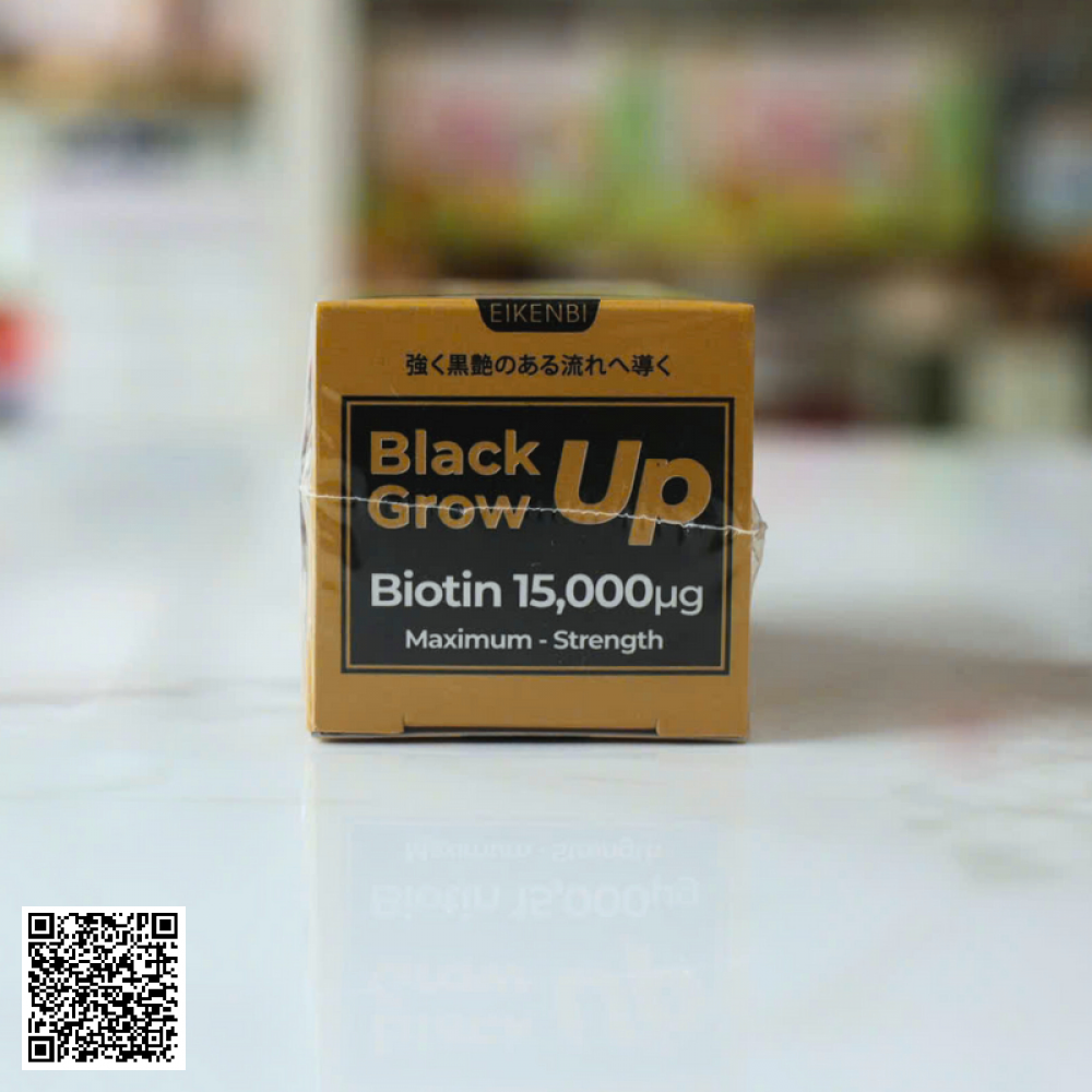 Viên Uống Mọc Tóc Eikenbi Black Grow Up Maximum Biotin 15,000ug Từ Nhật Bản