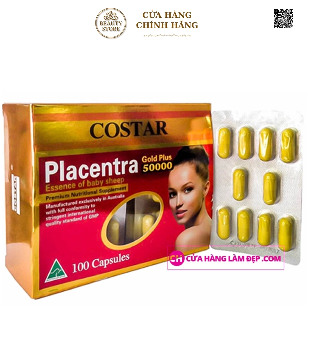 Nhau Thai Cừu Costar Placenta Essence Of Baby Sheep Gold Plus (50000mg X 100 Viên)