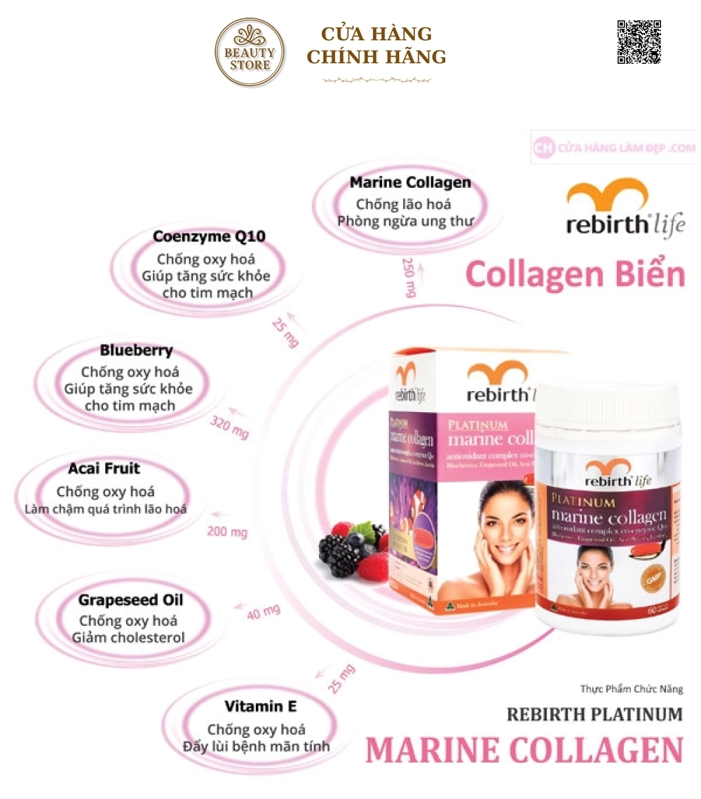Platinum Marine Collagen Rebirth Life - Viên Uống Collagen Cao Cấp Của Úc