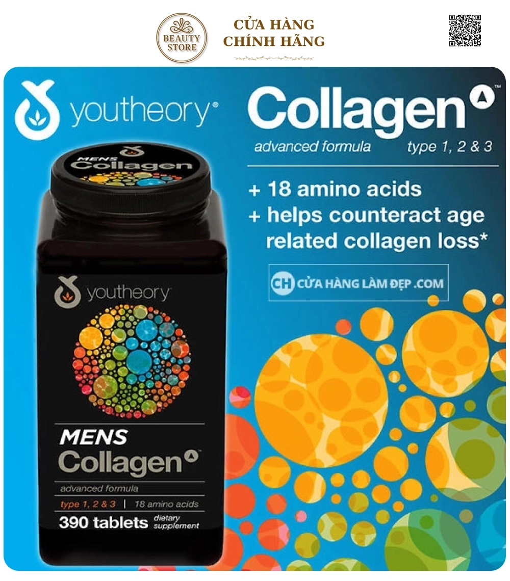 Viên uống Collagen Youtheory Mens Type 1, 2 & 3 Dành Cho Nam