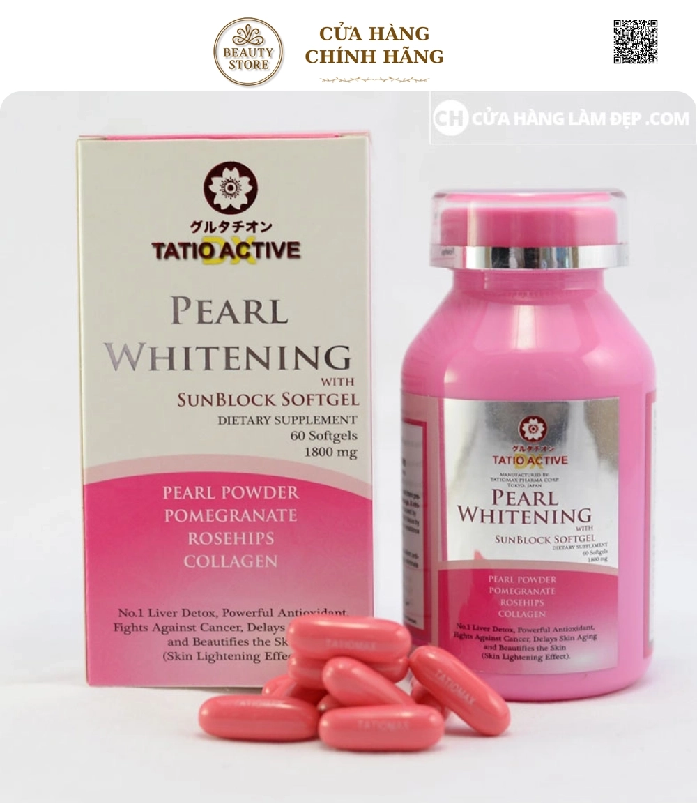 Viên uống làm trắng da Ngọc Trai Tatio Active Pearl Whitening 1800mg 60 viên