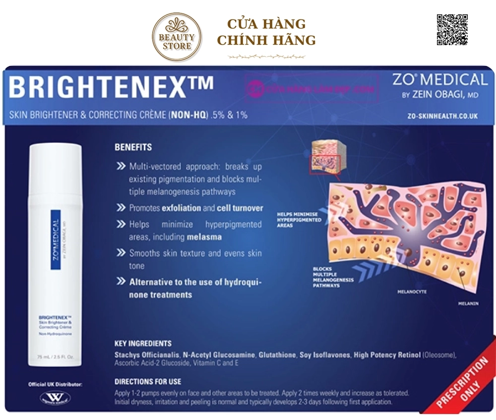 Kem Dưỡng Sáng, Tái Tạo Da ZO Brightenex Skin Britener and Correcting Cream