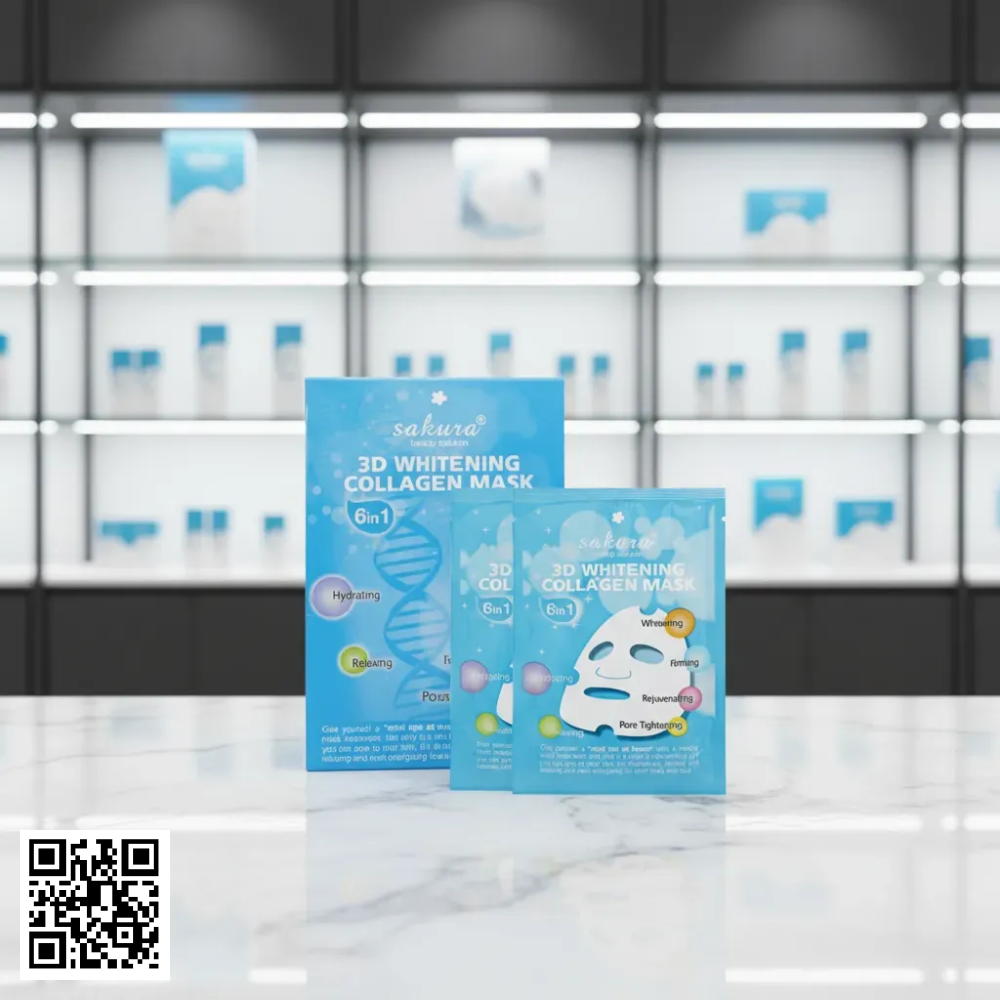 Mặt Nạ Dưỡng Trắng Da & Nâng Cơ Sakura 3D Whitening Collagen Mask