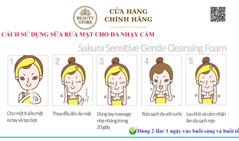 Sữa Rửa Mặt Dành Cho Da Nhạy Cảm Sakura Sensitive Gentel Cleasing Foam