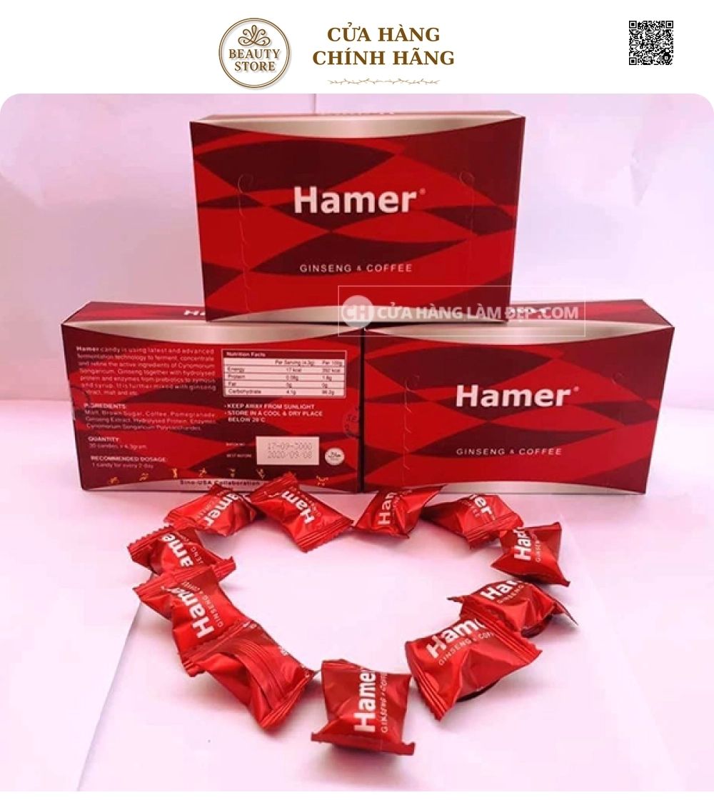 Viên Ngậm Tăng Sinh Lý Hamer Ginseng & Coffee Candy hộp 30 viên