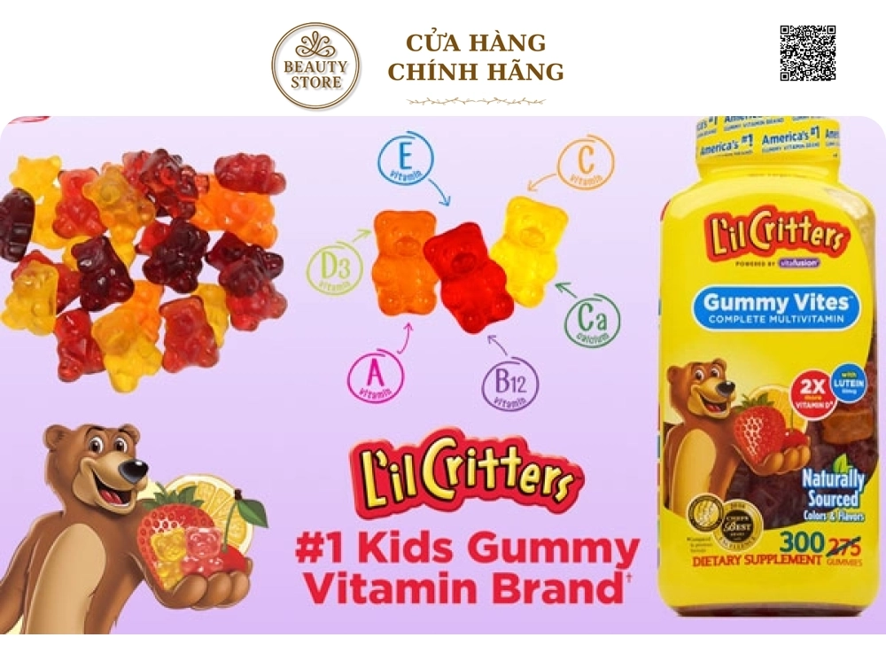 Kẹo Dẻo Lil Critters Gummy Vites - Bổ Sung Vitamin Tổng Hợp Cho Trẻ Biếng Ăn