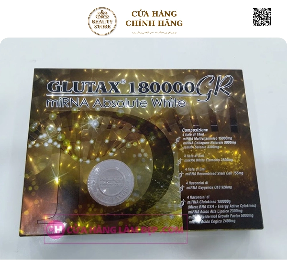 Set Truyền Trắng Da Glutax 180000 GR miRNA Absolute White của Ý (Italy)