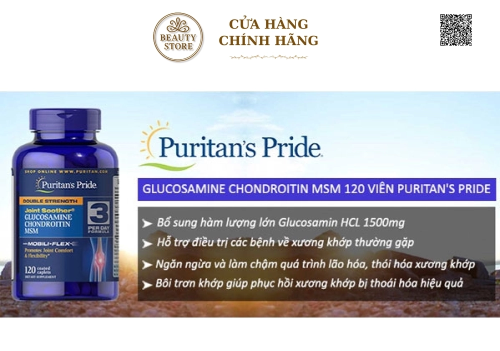 Viên uống hỗ trợ xương khớp Puritan's Pride Double Strength Glucosamine, Chondroitin & MSM (240 Viên)