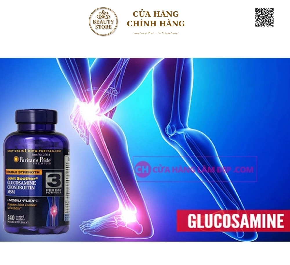 Viên uống hỗ trợ xương khớp Puritan's Pride Double Strength Glucosamine, Chondroitin & MSM (240 Viên)