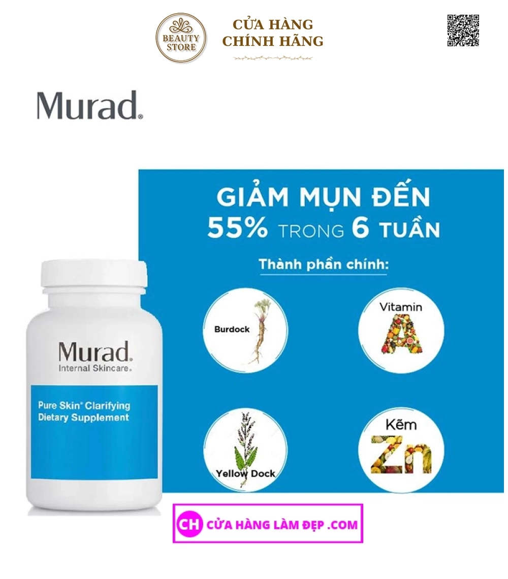 Viên uống giảm mụn Pure Skin Clarifying Dietary Supplement