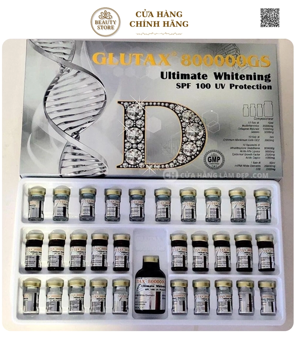 Set Truyền Trắng Bảo Vệ Da Tối Ưu Glutax 800000GS Ultimate Whitening SPF 100 UV Protection