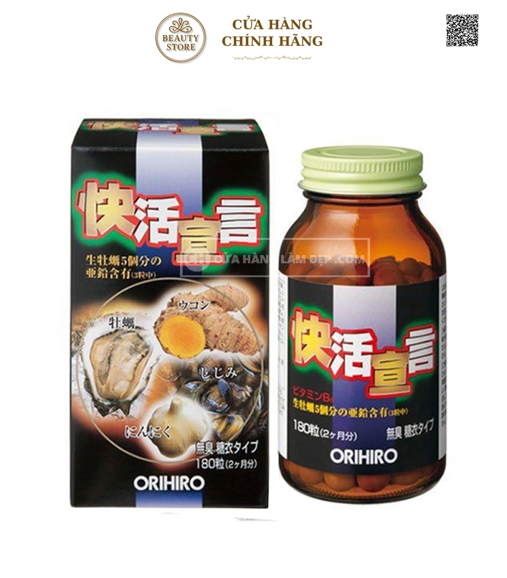 Tinh Chất Hàu Tươi, Tỏi, Nghệ Hỗ Trợ Tăng Cường Sinh Lực Nam Orihiro 180 Viên