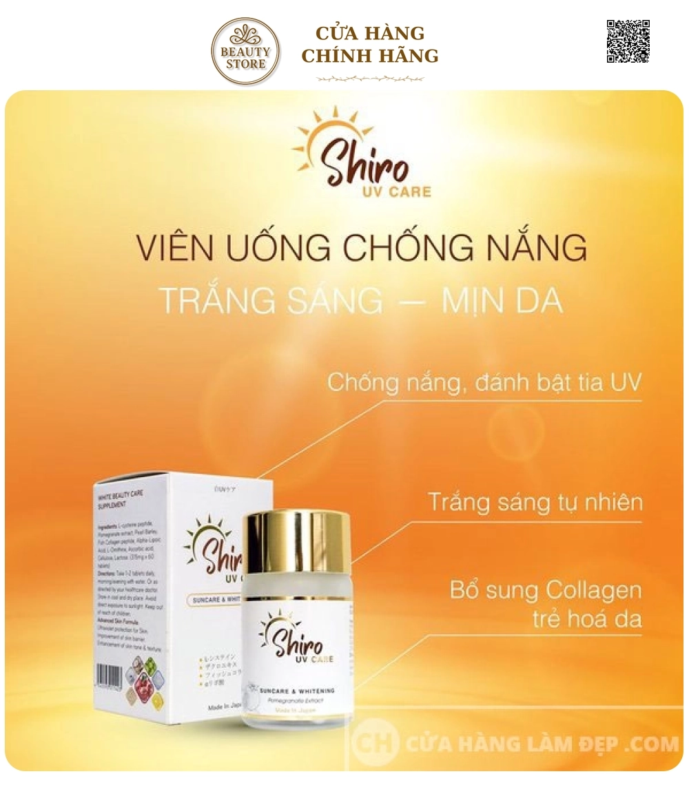 Viên Uống Trắng Da Chống Nắng Shiro UV Care Suncare Whitening