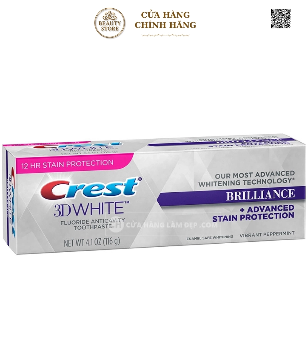 Kem Đánh Răng Crest 3D White Fluoride Anticavity Toothpaste Brilliance 116g