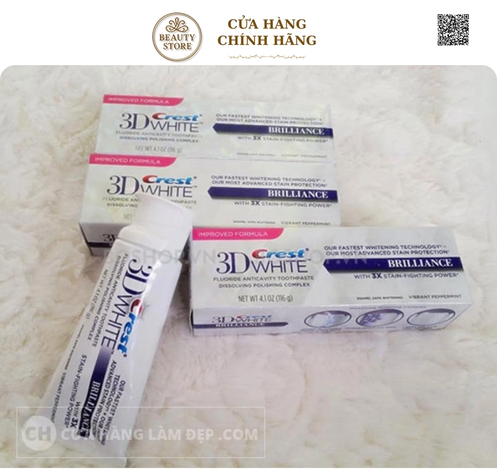Kem Đánh Răng Crest 3D White Fluoride Anticavity Toothpaste Brilliance 116g
