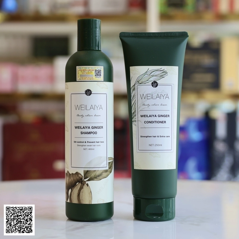 Bộ Dầu Gội Xả Gừng Tươi Weilaiya Ginger Shampoo 400ml x Conditioner 250ml Từ Trung Quốc
