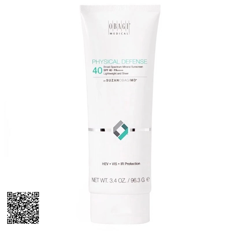 Kem Chống Nắng Vật Lý SuzanObagiMD Physical Defense Broad Spectrum SPF 40 Mỹ 3.4OZ / 96.3G