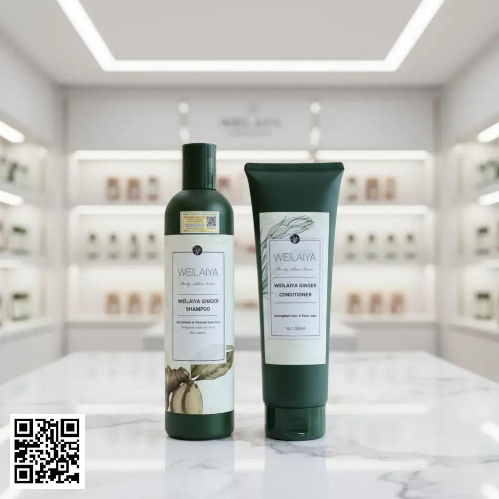 Bộ Đôi Dầu Gội Xả Weilaiya Gừng Trắng Ginger Kích Mọc Tóc Từ Trung Quốc 400ml x 250ml