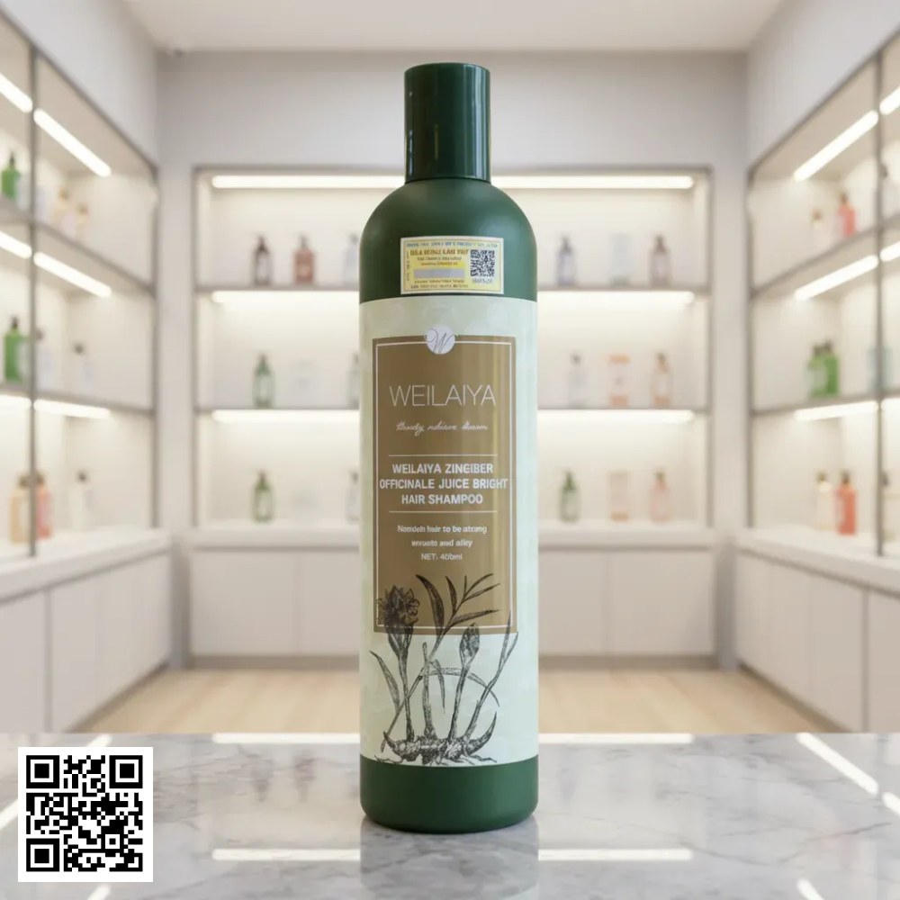 Dầu Gội Gừng Hà Thủ Ô Weilaiya Zingiber Officinale Juice Bright Hair Shampoo Kích Mọc Tóc 400ml Từ Trung Quốc