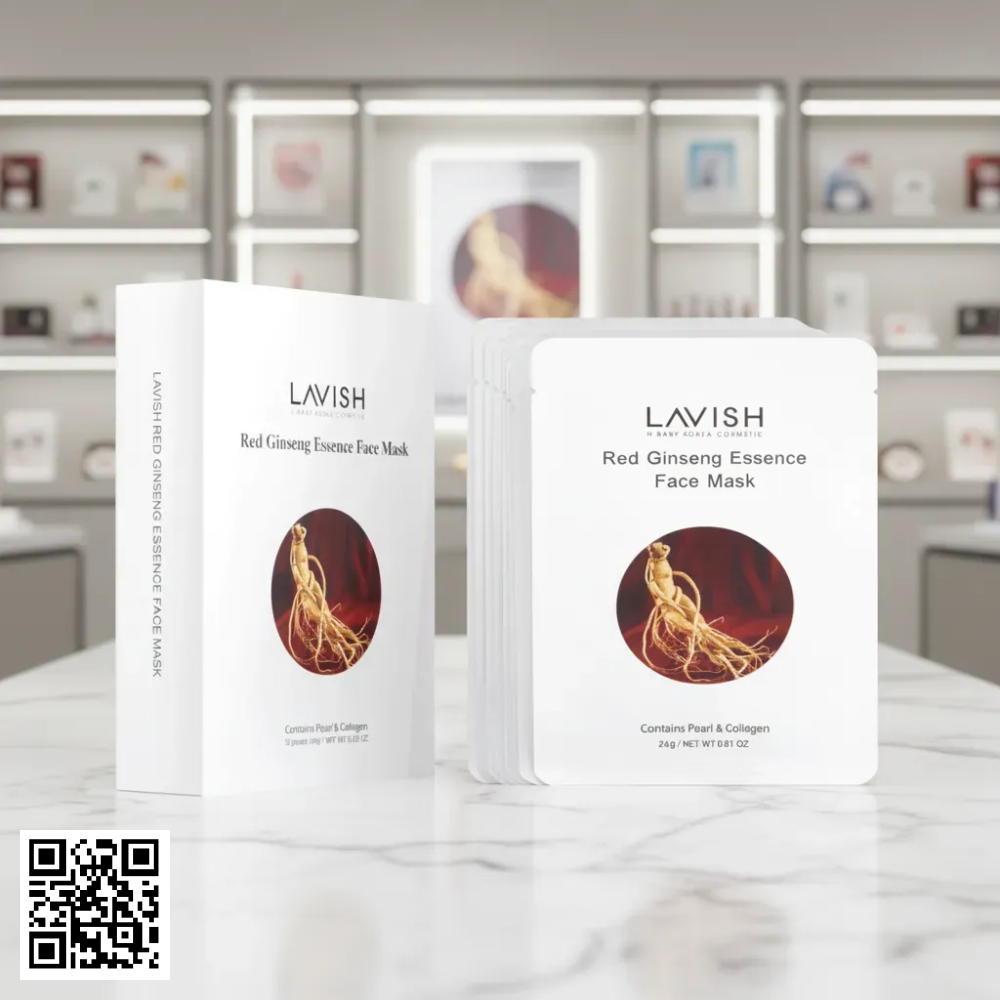 Mặt Nạ Hồng Sâm Red Ginseng Essence Face Mask Lavish H Baby Dưỡng Trắng Da Hàn Quốc 10 Miếng