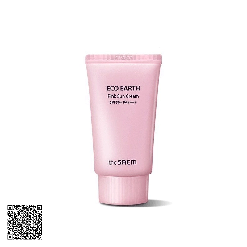 Kem Chống Nắng Eco Earth Power Pink Sun Cream SPF50+/PA++++ The Saem Giảm Dầu, Giúp Da Sáng Hồng Hàn Quốc 50g