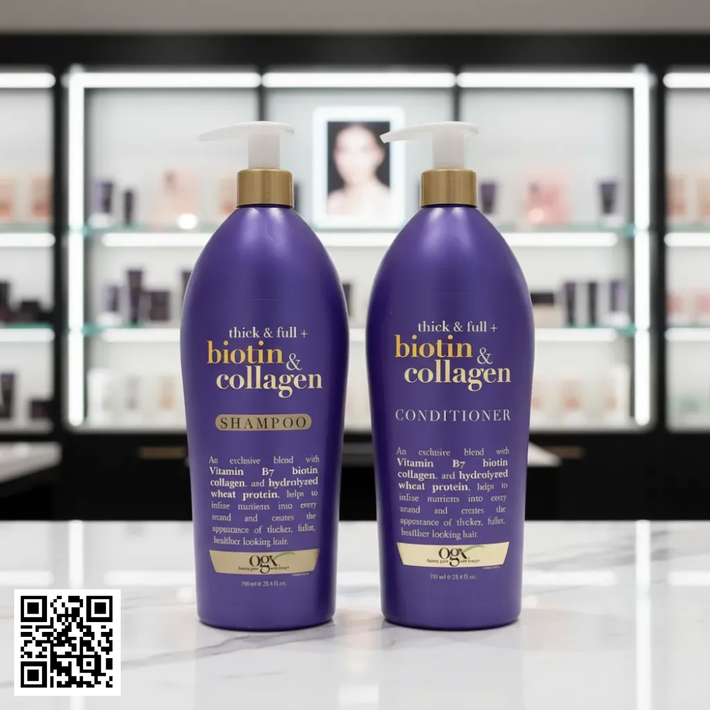 Bộ Dầu Gội Dầu Xả Biotin & Collagen Ogx Thick & Full+ Bổ Sung Biotin Collagen Của Mỹ 750ml