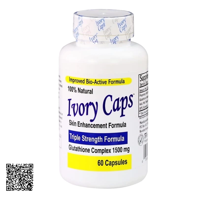 Viên Trắng Da Mờ Nám Số 1 Của Mỹ Ivory Caps (1500mg x 60 Viên)