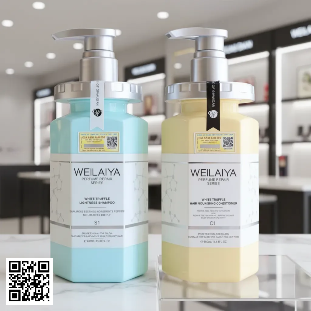 Bộ Gội Xả Weilaiya Phục Hồi Đa Tầng Chiết Xuất Trứng Cá Tầm Và Nấm Truffle Trắng Từ Trung Quốc 450ml x 450ml