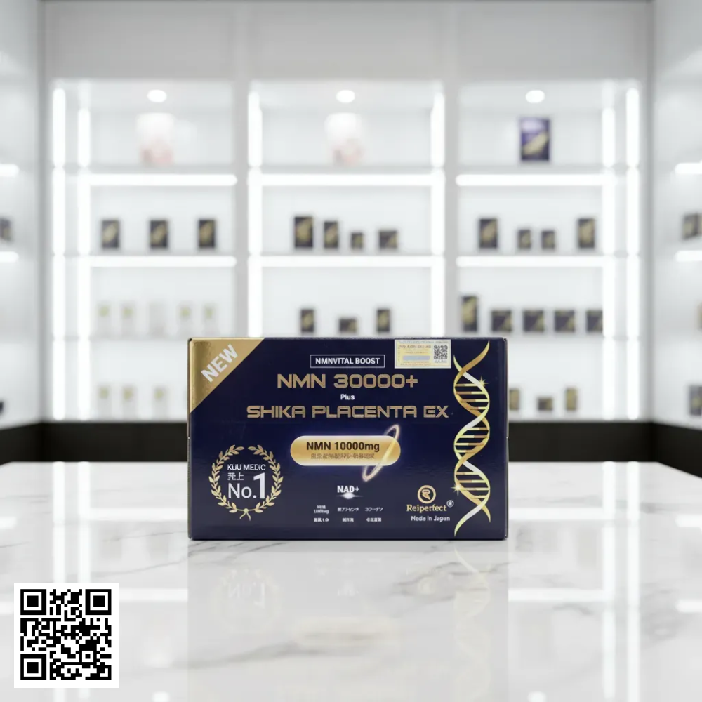 NMN 30000+ Plus Shika Placenta Ex Reiperfect Nước Uống Trẻ Hóa Tế Bào Nhật Bản NMN1000mg Hộp 10 Chai * 50ml 