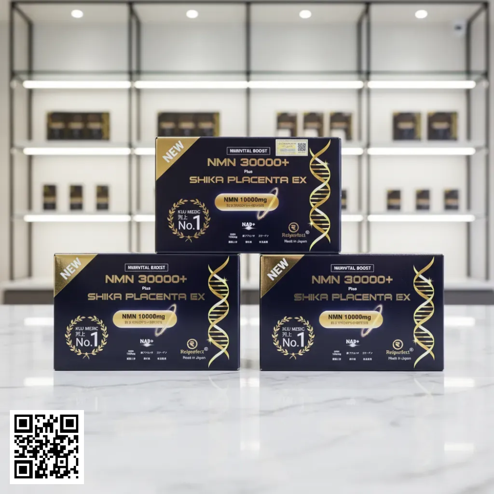 NMN 30000+ Plus Shika Placenta Ex Reiperfect Nước Uống Trẻ Hóa Tế Bào Nhật Bản Hộp 30 Chai * 50 ml 