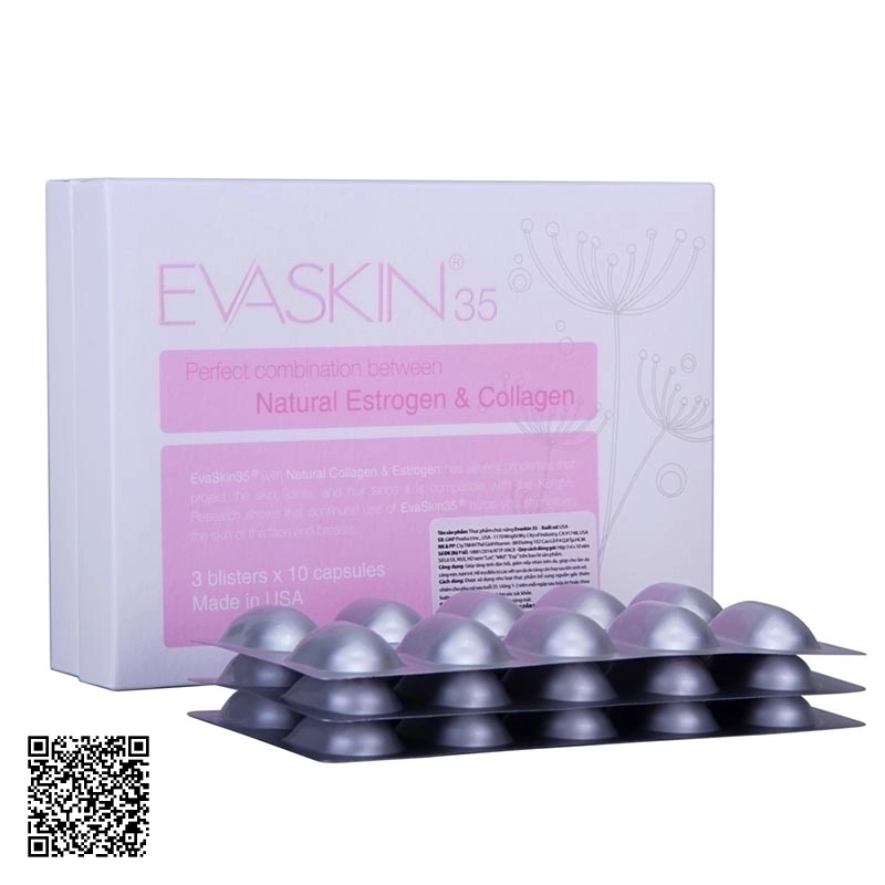 Viên Uống Trắng Da Giúp Giảm Nám Evaskin 35 Của Mỹ Hộp 3 Vỉ