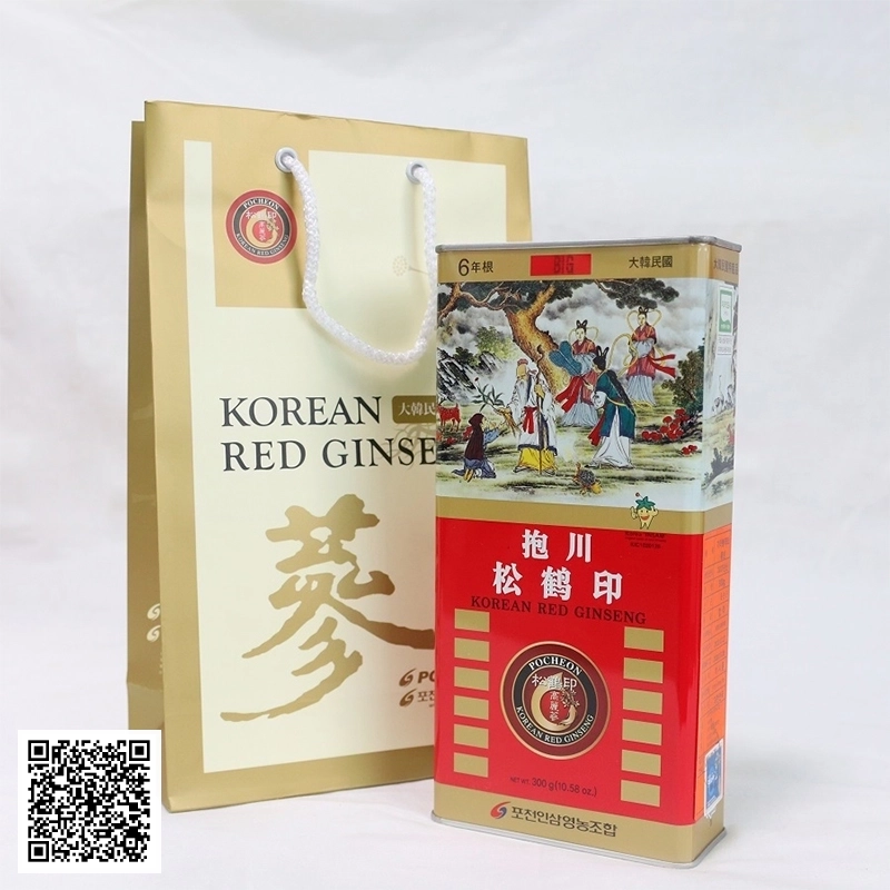 Hồng Sâm Củ Khô Pocheon Korean Red Ginseng Hộp Thiếc 300g