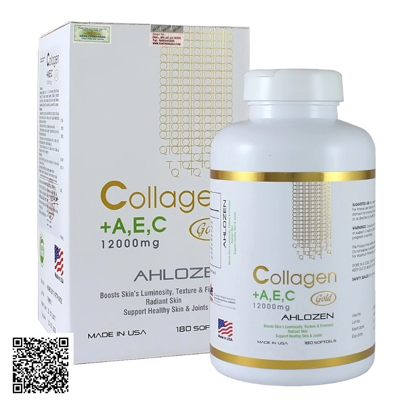 Viên Uống Collagen AEC Gold 12000mg Ahlozen Từ Mỹ 180 Viên
