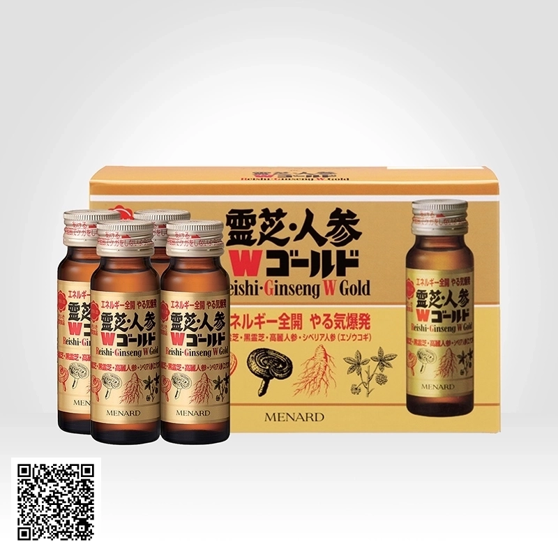 Nước Sâm Linh Chi Tăng Lực Menard Reishi Ginseng W Gold Hộp 10 Lọ
