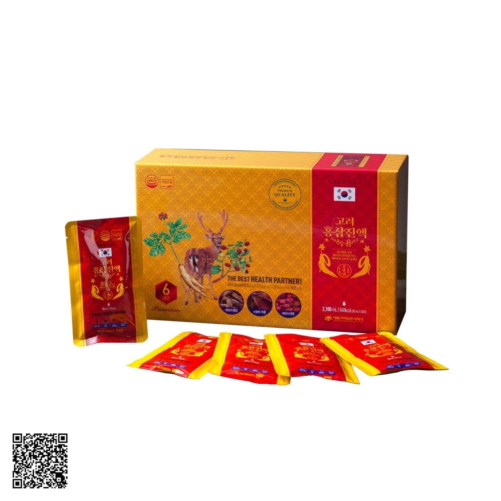 Nước Hồng Sâm Nhung Hươu Daedong Korean Red Ginseng Deer Antlers 30 Gói