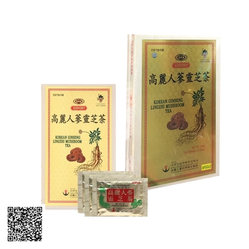 Trà Hồng Sâm Linh Chi Bio Apgold Korean Ginseng Lingzhi Mushroom Tea Từ Hàn Quốc 100 Gói