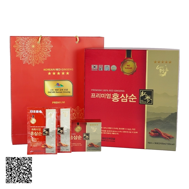Nước Hồng Sâm Không Đường Daesan Premium 100% Red Ginseng Từ Hàn Quốc 30 Gói