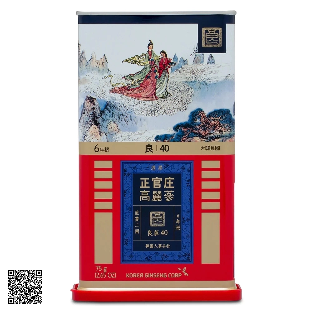 Hồng Sâm Củ Khô KGC Korean Red Ginseng Số 40 Hộp Thiếc Từ Hàn Quốc 75g