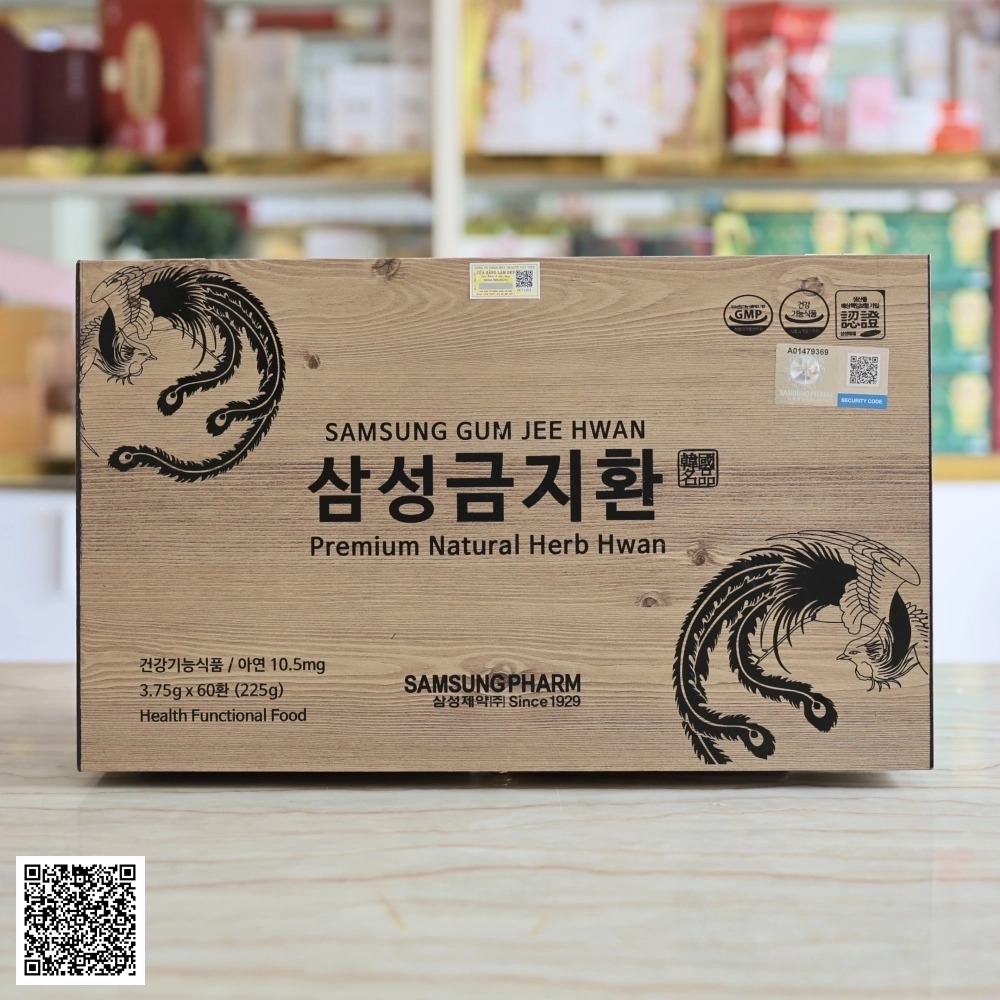 An Cung Ngưu Hoàng Hoàn Samsung Gum Jee Hwan Premium Natural Herb Hwan Hộp Gỗ Từ Hàn Quốc 60 Viên