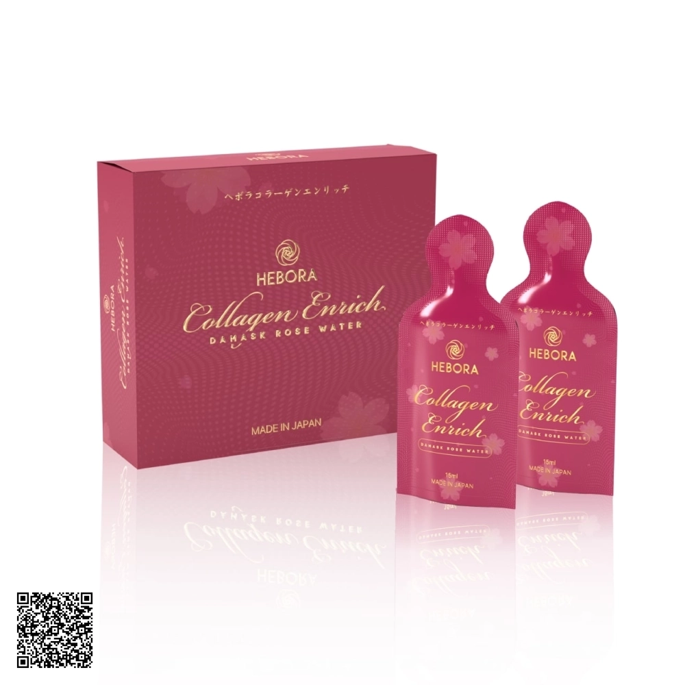 Nước Uống Hebora Collagen Enrich Damask Rose Water Từ Nhật Bản Hộp 10 Gói