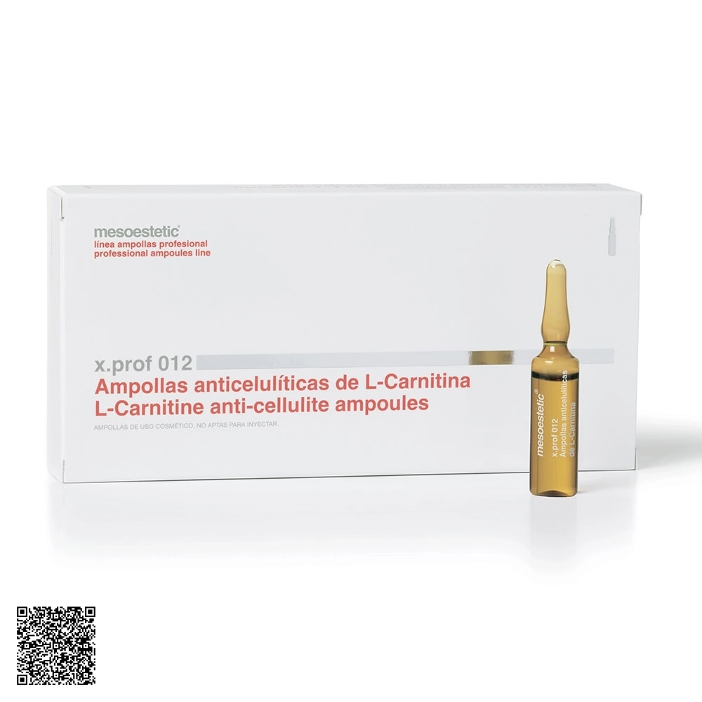 Dung Dịch Giảm Mỡ, Giảm Lượng Đường Cơ Thể Mesoestetic X.Prof 012 L-Carnitine Anti-Cellulite Ampoules Từ Tây Ban Nha (20 Ống x 5ml)