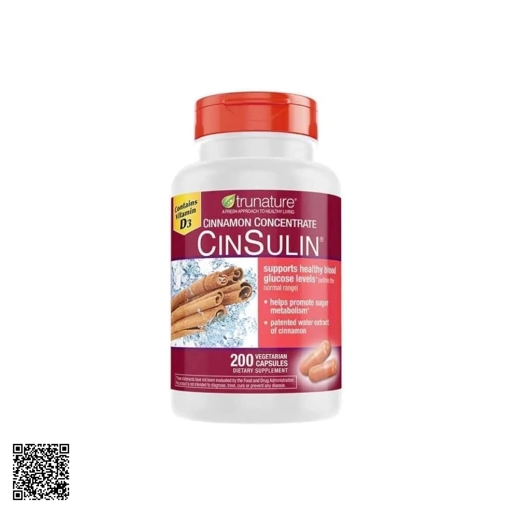 Viên Uống Cân Bằng Đường Huyết Trunature Cinsulin Từ Mỹ 200 Viên
