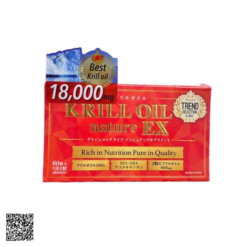 Dầu Nhuyễn Thể Hayari Krill Oil Nature Ex 18,000mg Từ Nhật Bản 60 Viên