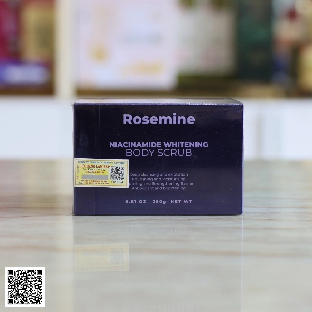 Tẩy Da Chết Body Dưỡng Trắng Da Rosemine Niacinamide Whitening Body Scrub 250g