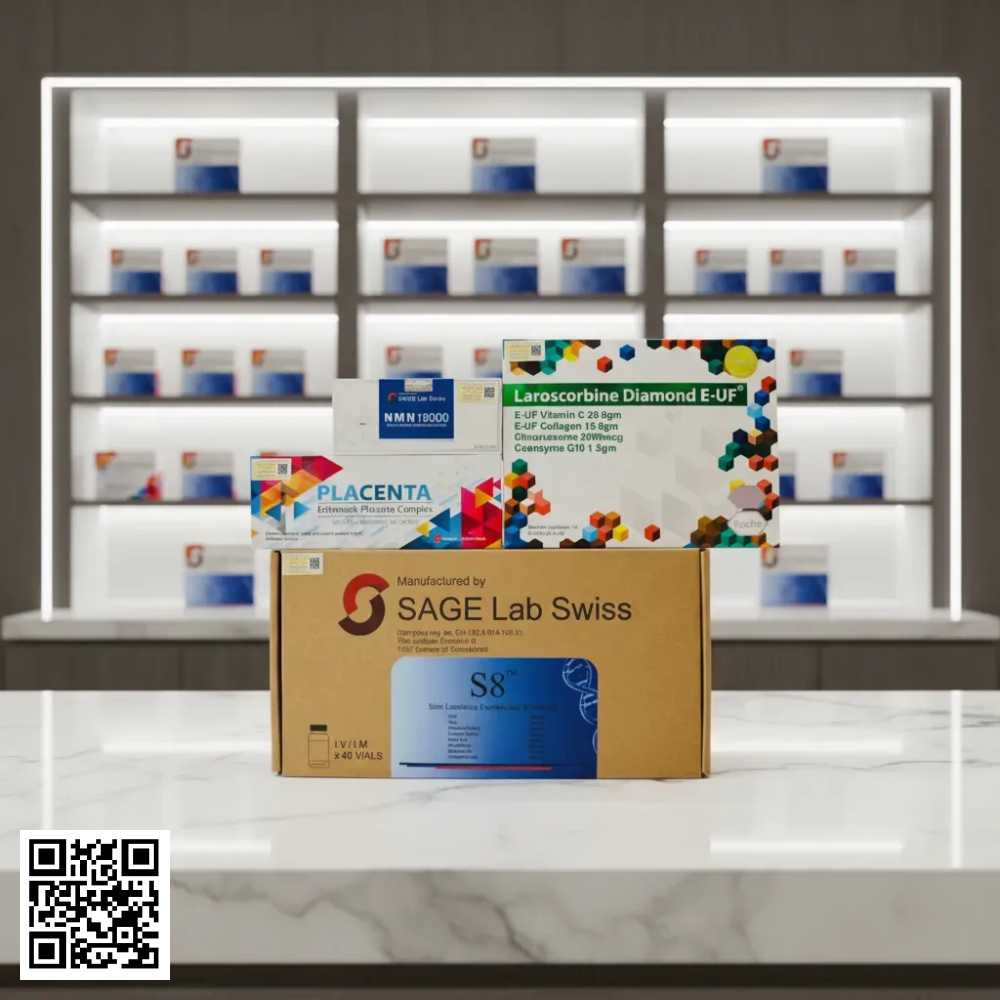 Truyền Trắng Da S8 SAGE Lab Swiss + Laroscorbine Diamond E-UF + Placenta Complex + SAGE Lab Swiss NAD NMN 18000 