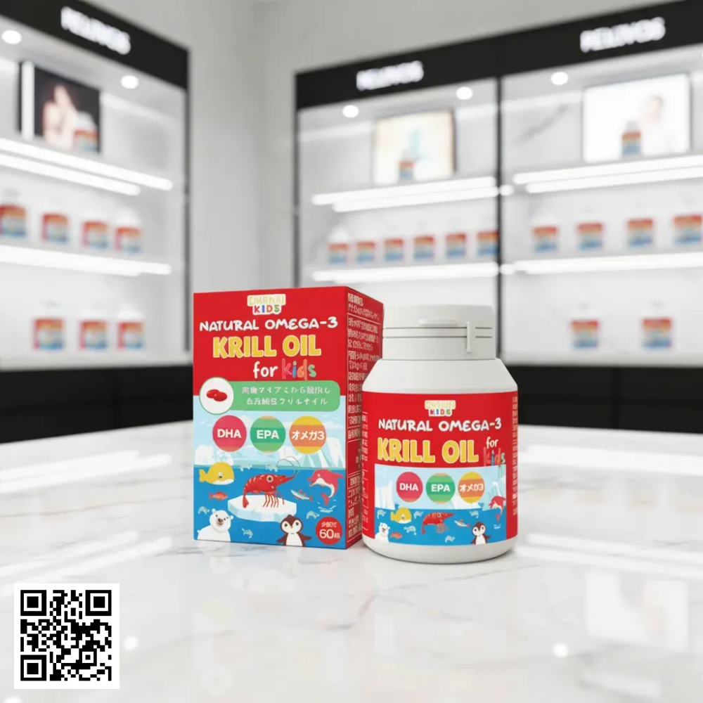 Dầu Nhuyễn Thể Natural Omega-3 Krill Oil Eikenbi Kids Nhật Bản Hộp 60 Viên