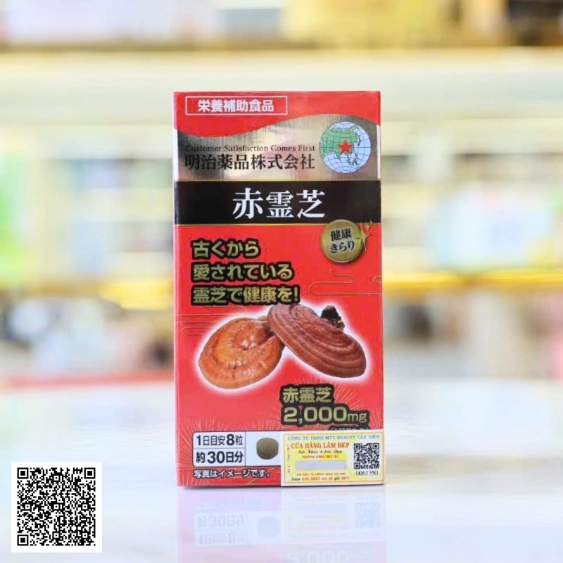 Viên Uống Nấm Linh Chi Đỏ Red Reishi Mushroom (Ganoderma Lucidum) Meiji Pharma Nhật Bản Hộp 240 Viên