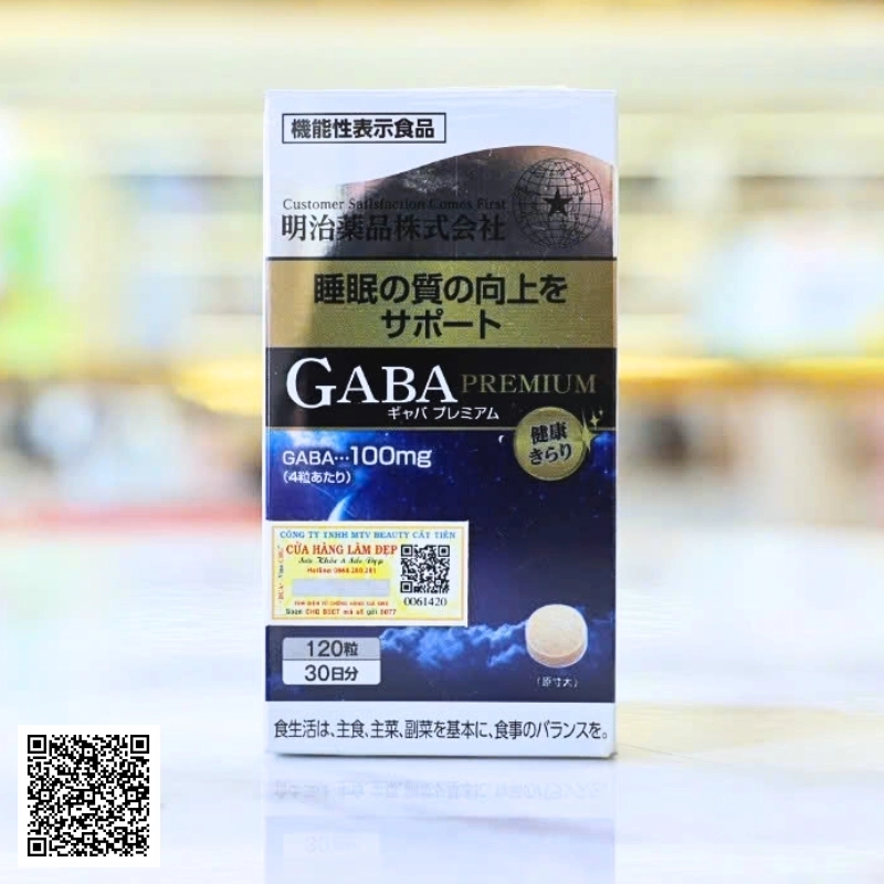 Viên Uống GABA Premium Hỗ Trợ Ngủ Ngon Meiji Pharma Nhật Bản Hộp 120 Viên