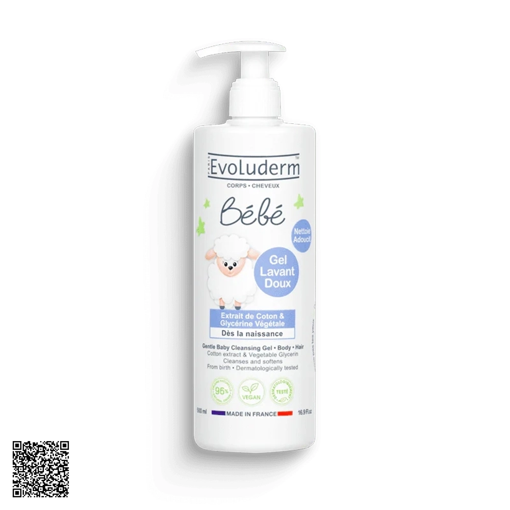 Sữa Tắm Gội Evoluderm Bebe Baby Gentle Hair Và Body Wash Dịu Nhẹ Cho Bé 500ml từ Pháp
